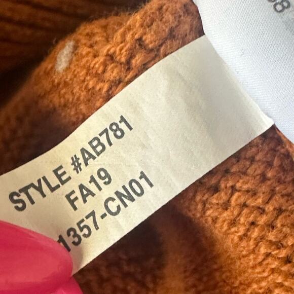 J. Crew Womens Crewneck Cable Pointelle Cotton Sweater SZ XS Burnt Orange Fitted - Picture 5 of 6